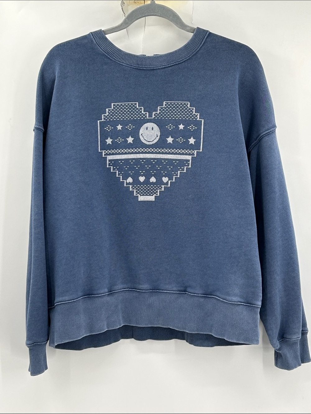 Aerie Oversized Graphic Crewneck Sweatshirt Blue Size Medium